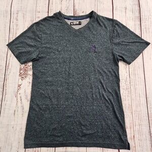 Rugby University Blue Short Sleeve Embroidered V-Neck T-Shirt Men's M‎